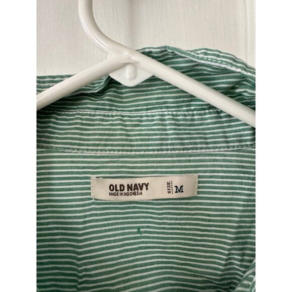 Old Navy size medium green striped button-down shirt - Picture 5 of 8